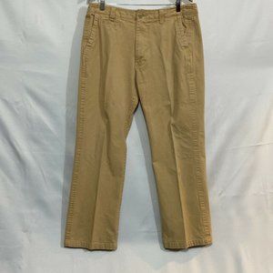 DHJC Mens Beige Stretch Flat Front Slash Pockets Denim Straight Jeans Size 36x32